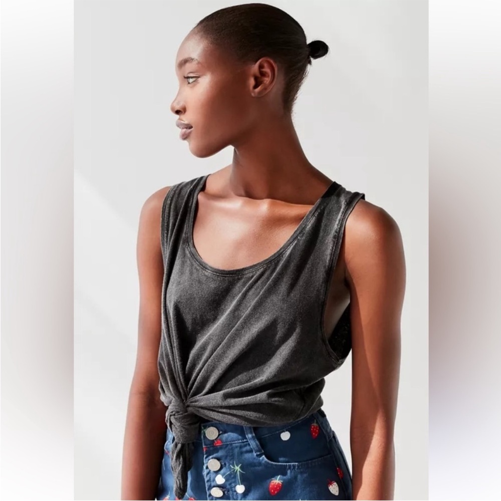 Life in Progress Grey Acid Wash Sleeveless Oversized Tank